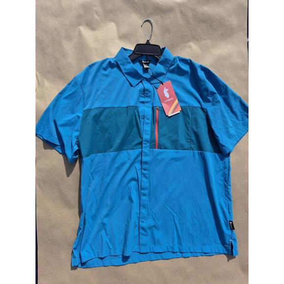 Cotopaxi Mens Sumaco Short Sleeve Shirt Lake Waterfall UPF50+ $85 MSRP XXL 2XL